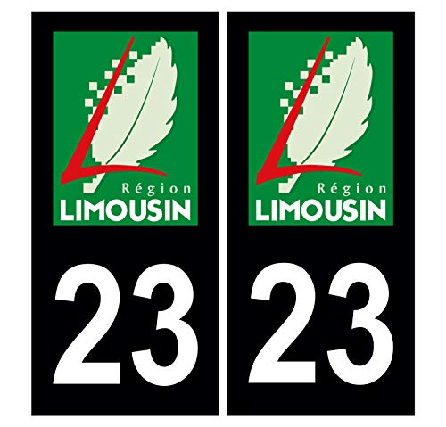 Supstick 2 Stickers Autocollants Plaques Immatriculation Auto Dept 23 Limousin Noir Angles Carrés