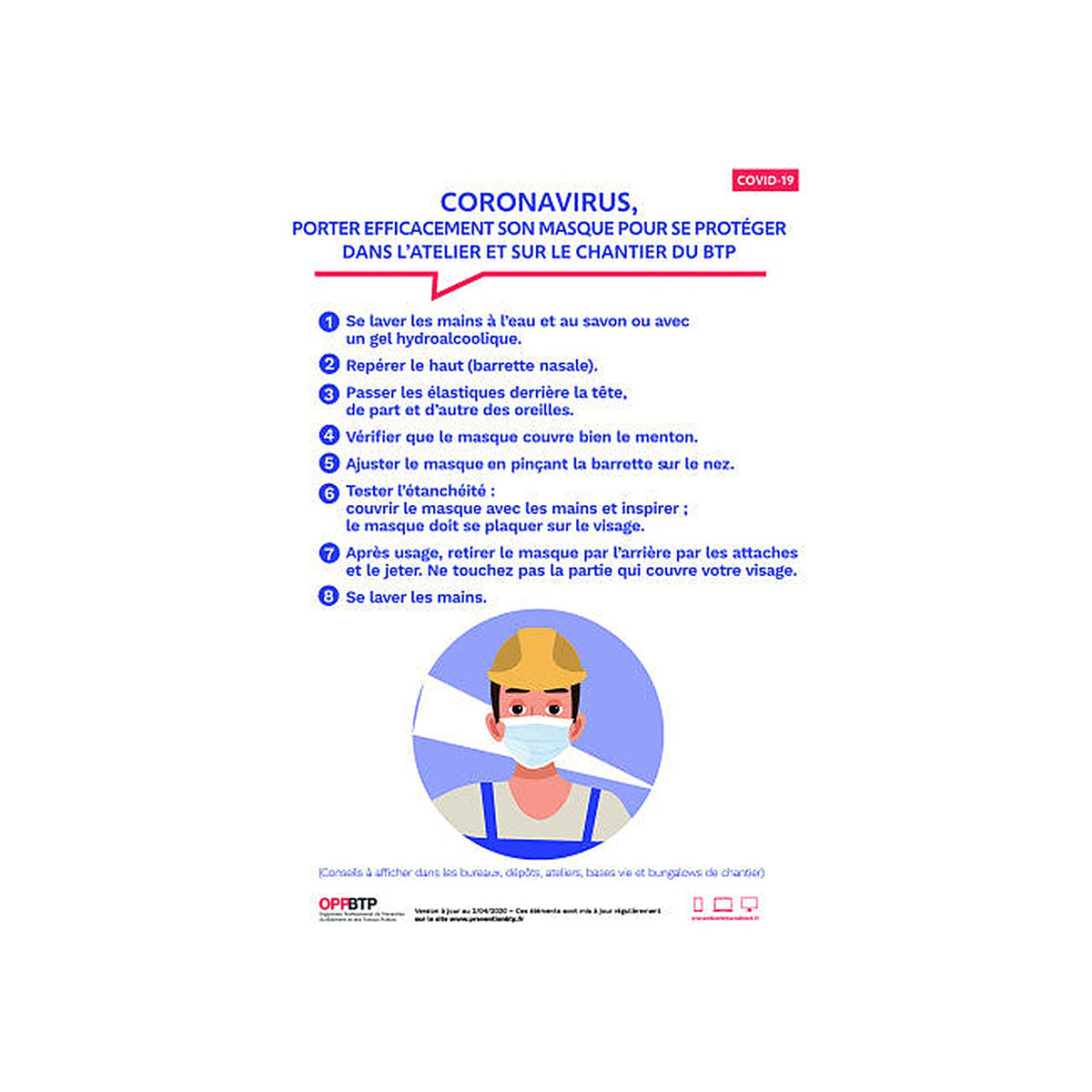 Sticker Consignes Sanitaires Chantier BTP