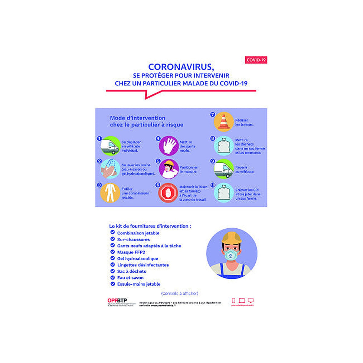 Sticker consignes sanitaires chantier BTP