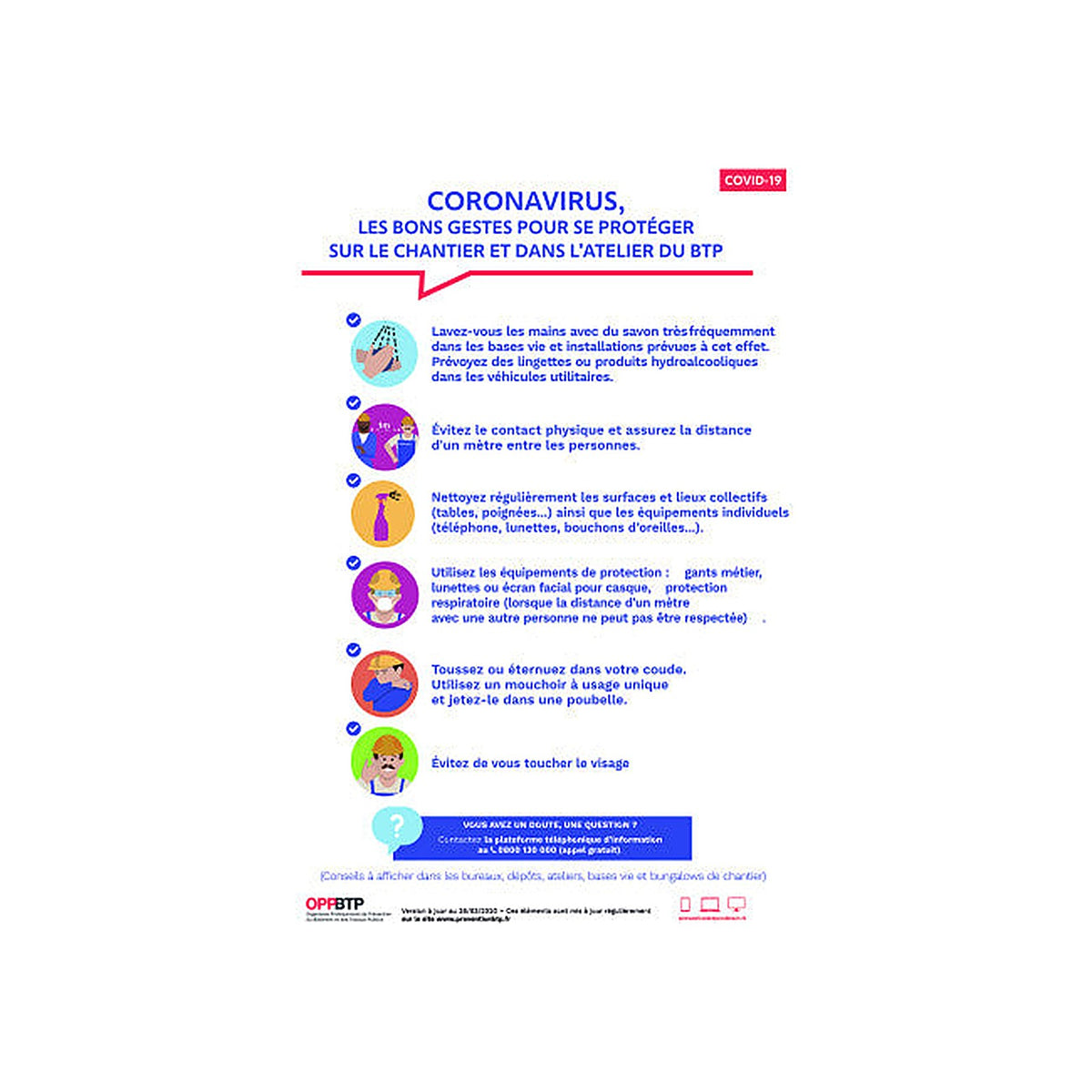 Sticker Consignes Sanitaires BTP – COVID-19