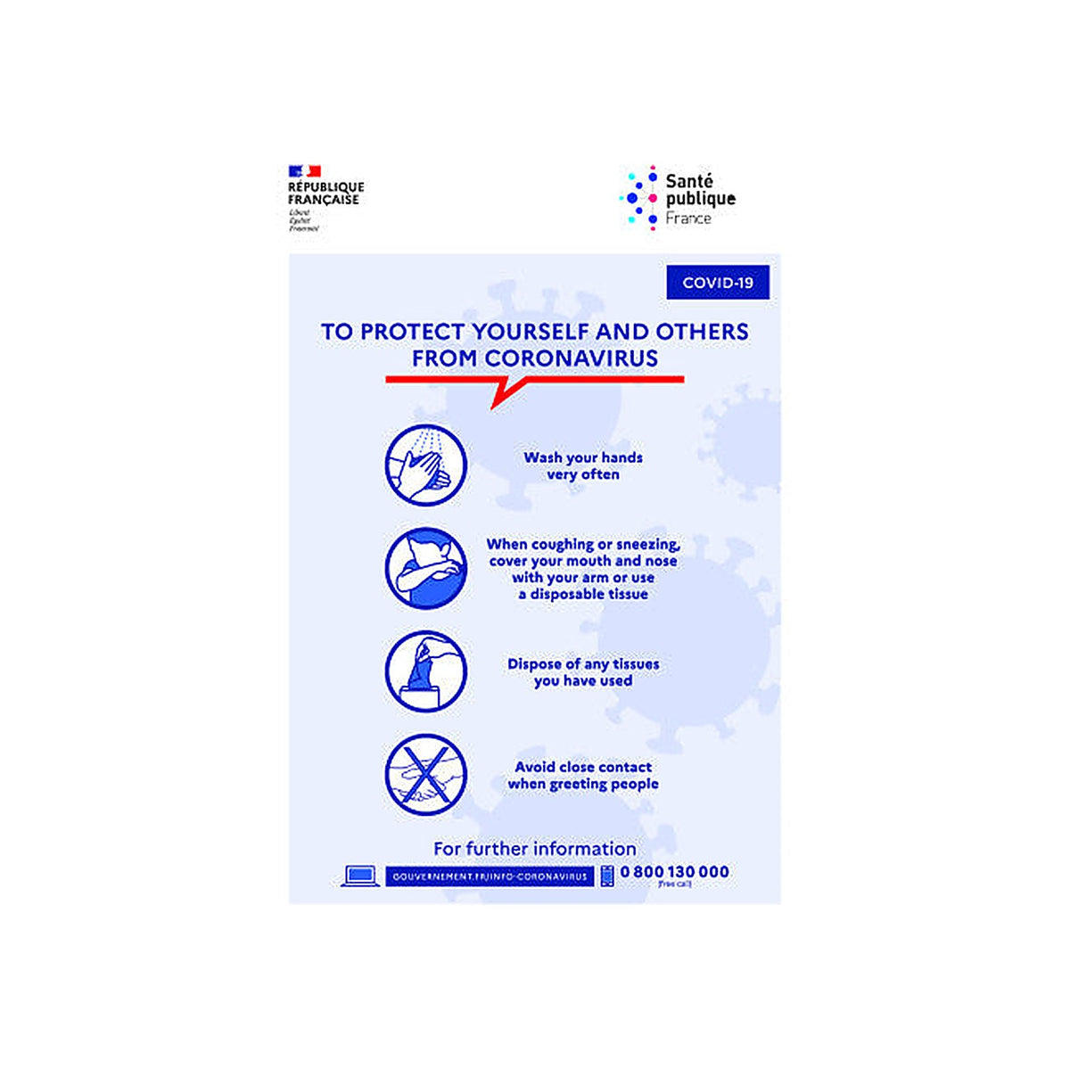 Sticker Consignes Sanitaires COVID-19 en Anglais