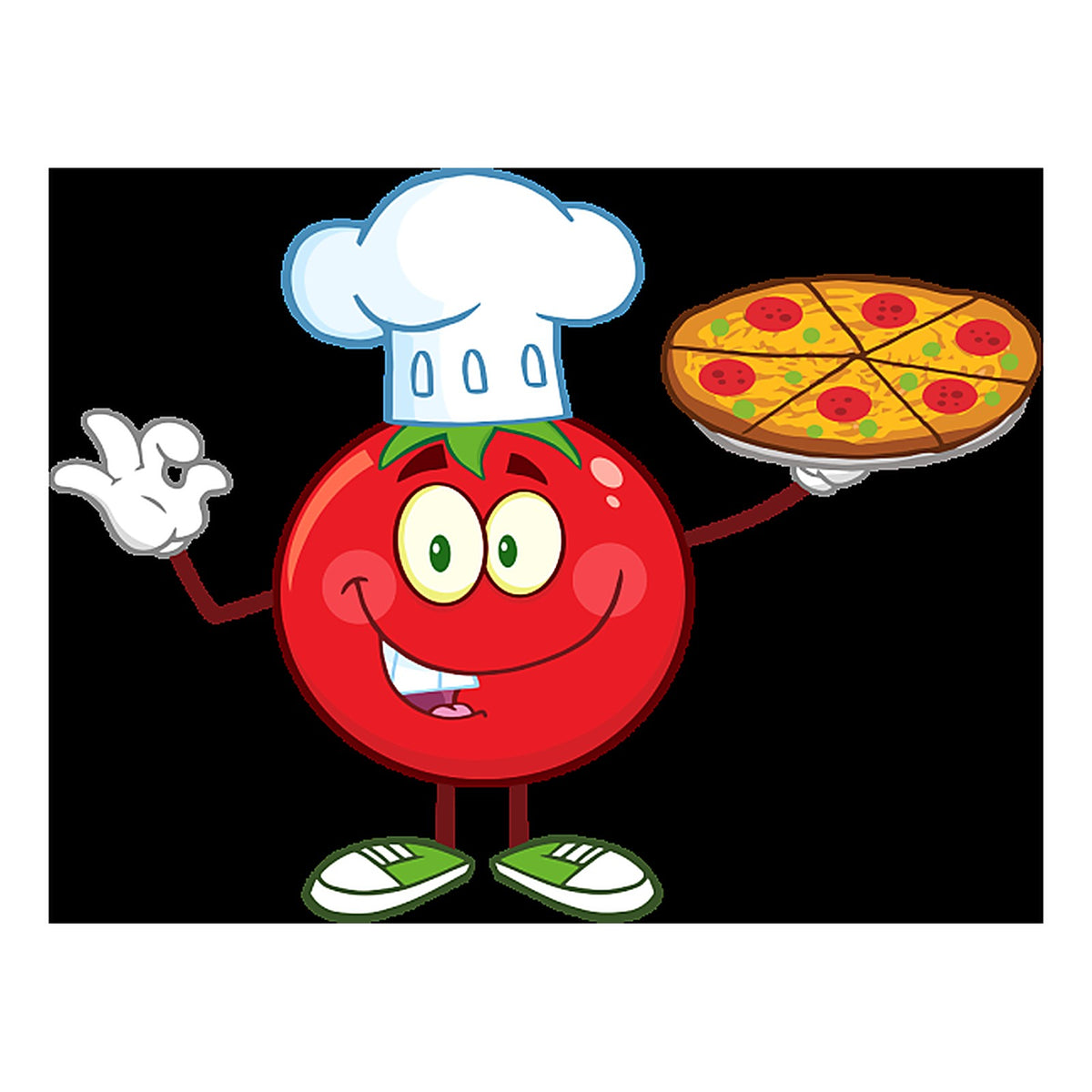 Sticker Tomate Mascotte pour Pizzeria et Restaurant