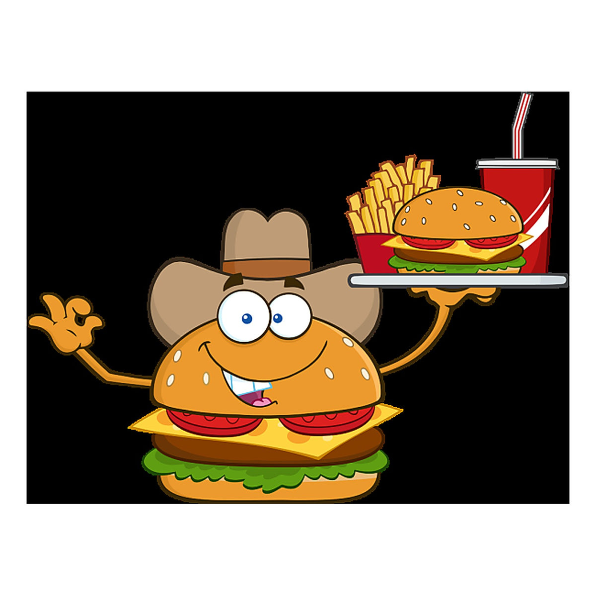 Sticker Mascotte Hamburger pour Fast-Food