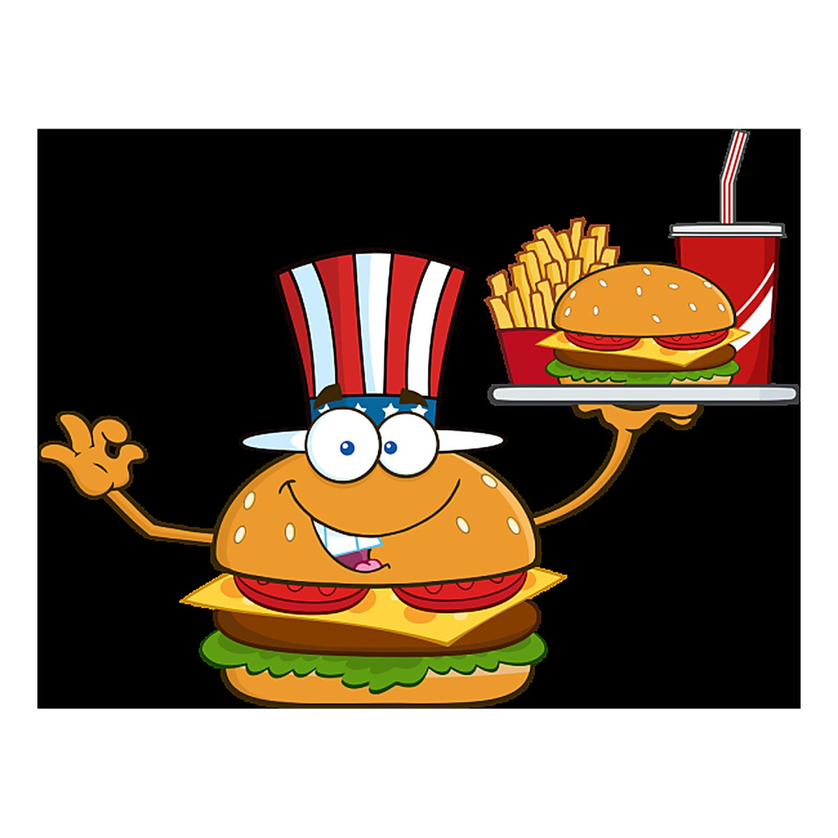 Sticker Mascotte Hamburger pour Restauration Rapide