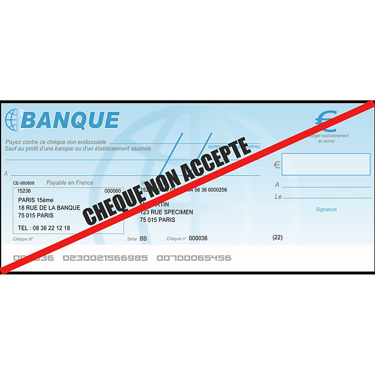 Sticker Logo Chèque Refusé – Signalétique Paiement