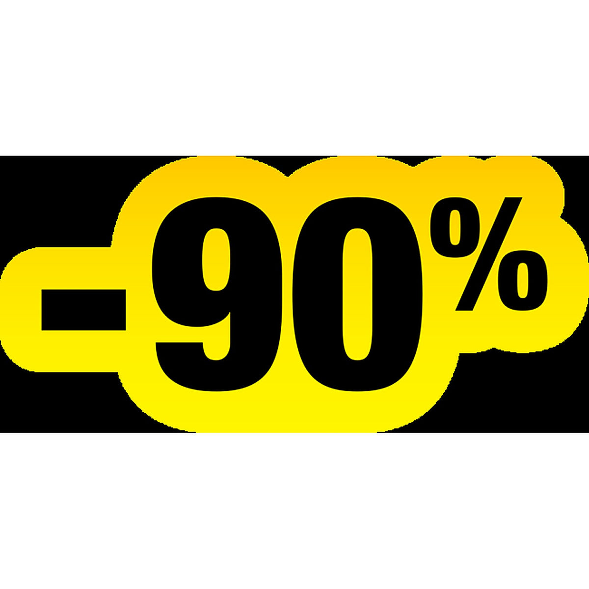 Sticker Soldes Jaune et Noir -90% | Signalétique Commerciale