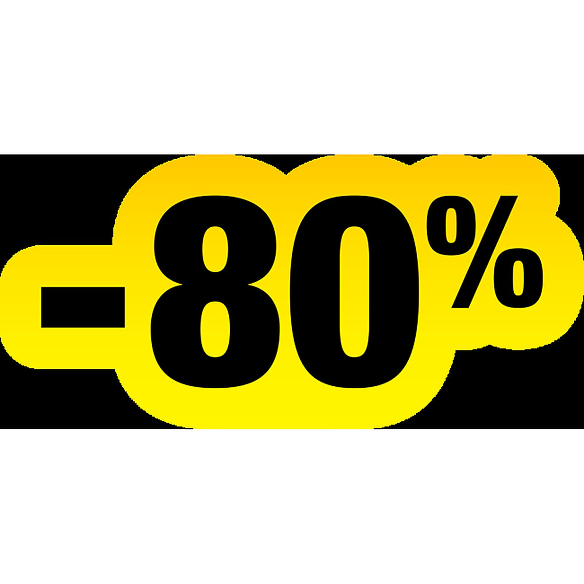 Sticker Soldes Jaune et Noir -80% - Signalétique Commerciale