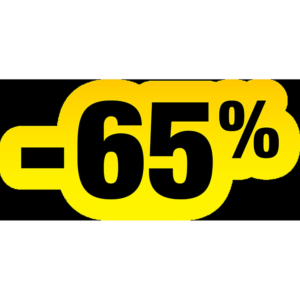 Sticker Soldes Jaune et Noir -65% – Signalétique Promotionnelle