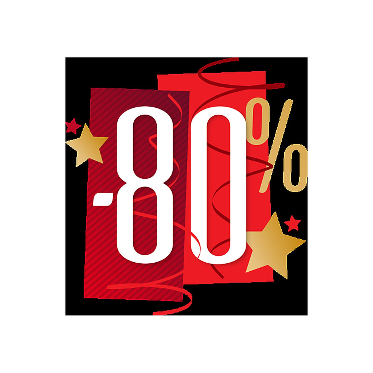 Sticker Soldes Fêtes -80% | Signalétique Promotionnelle