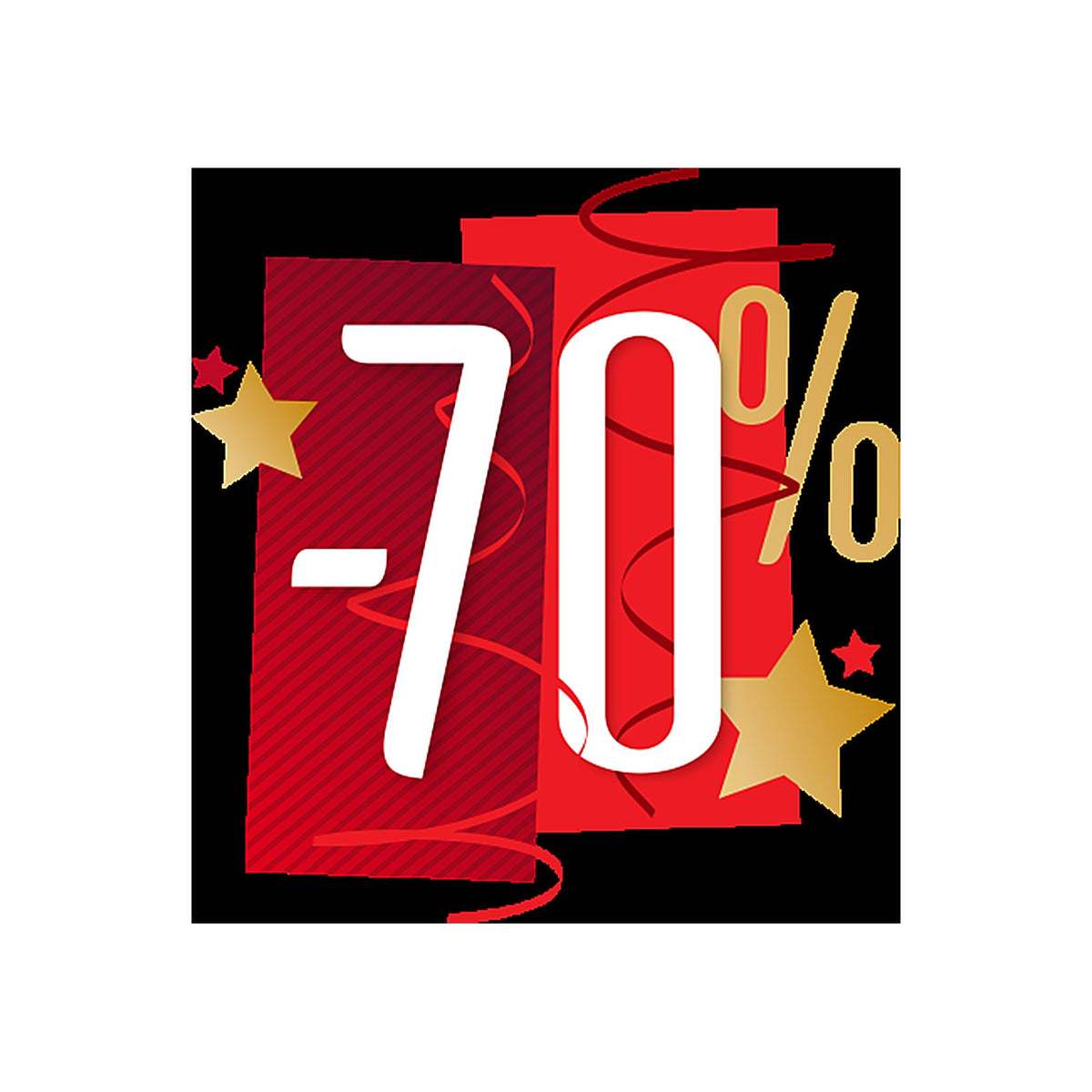 Sticker Promo Soldes -70% Fêtes