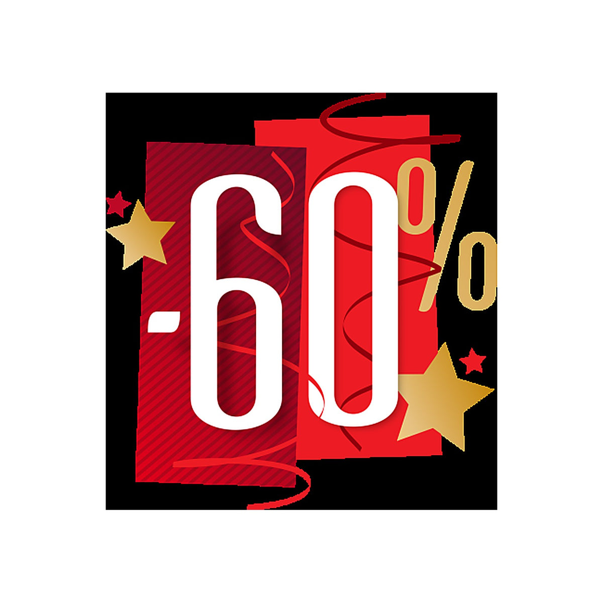 Sticker Soldes Fêtes -60% | Signalétique Promotionnelle