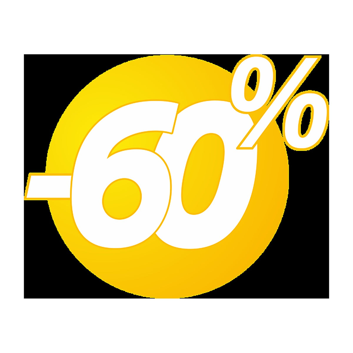 Sticker Promotion Soldes 60% Bulles Jaunes