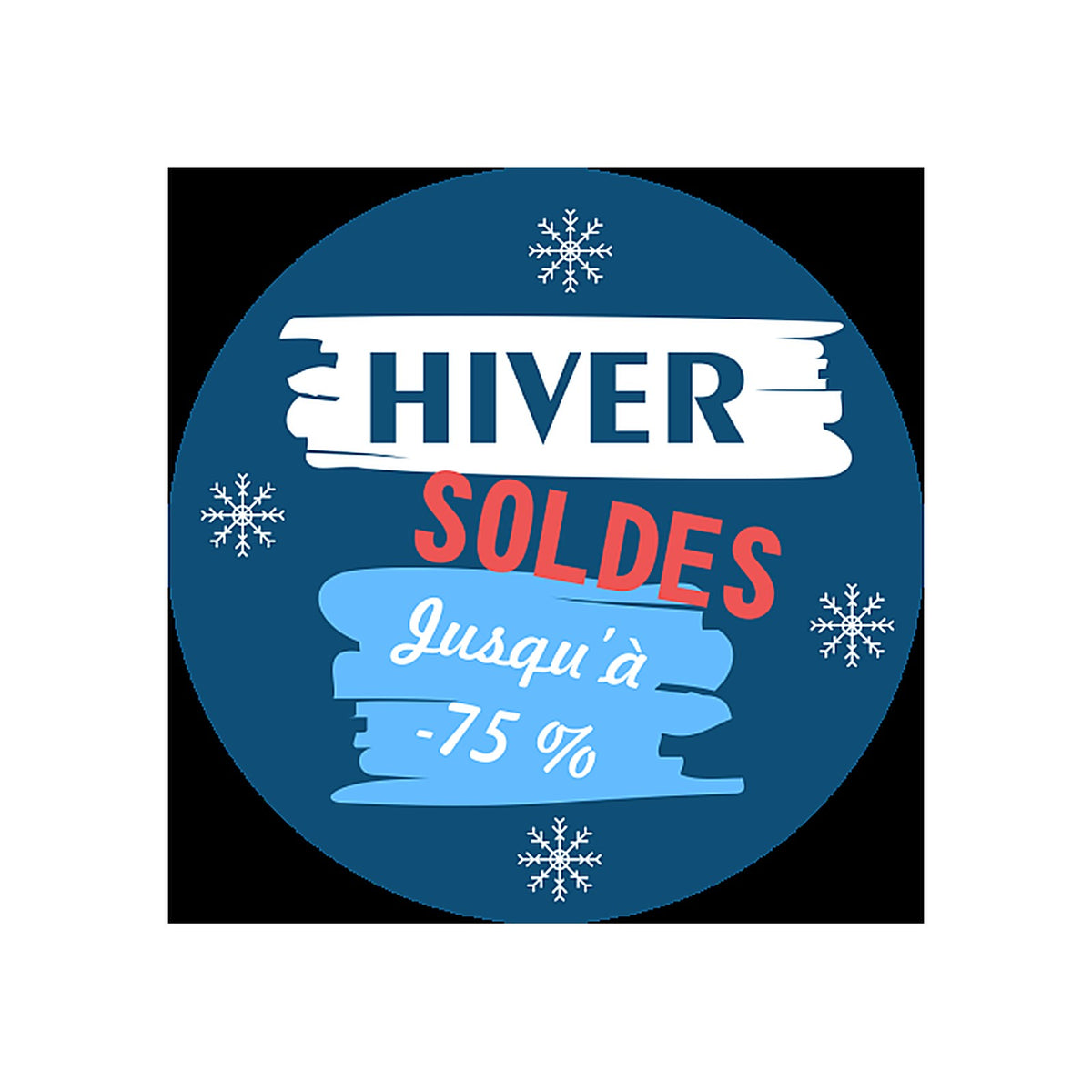 Sticker Soldes Hiver Jusqu'à -75% | Signalétique Commerciale