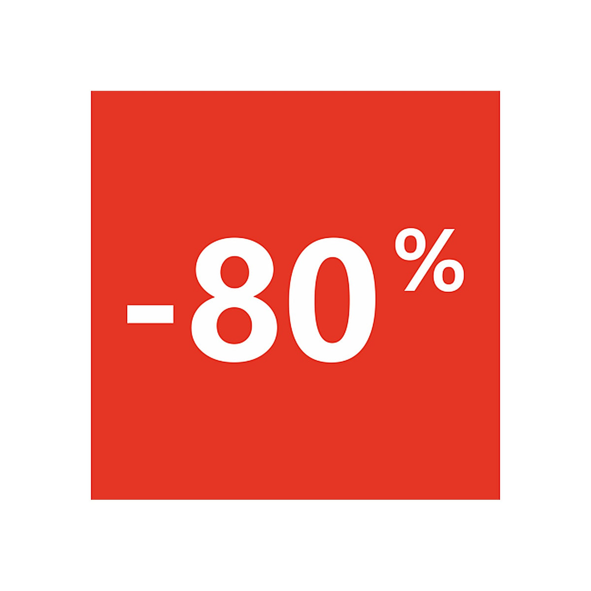 Sticker Soldes 80% Carré Rouge - Signalisation Commerciale