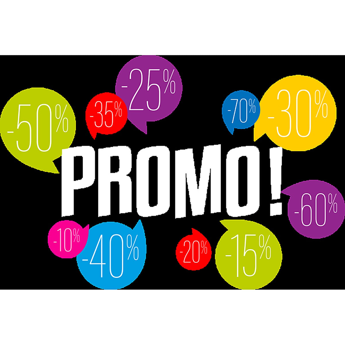 Sticker Soldes Promo Bulles – Signalétique Commerciale