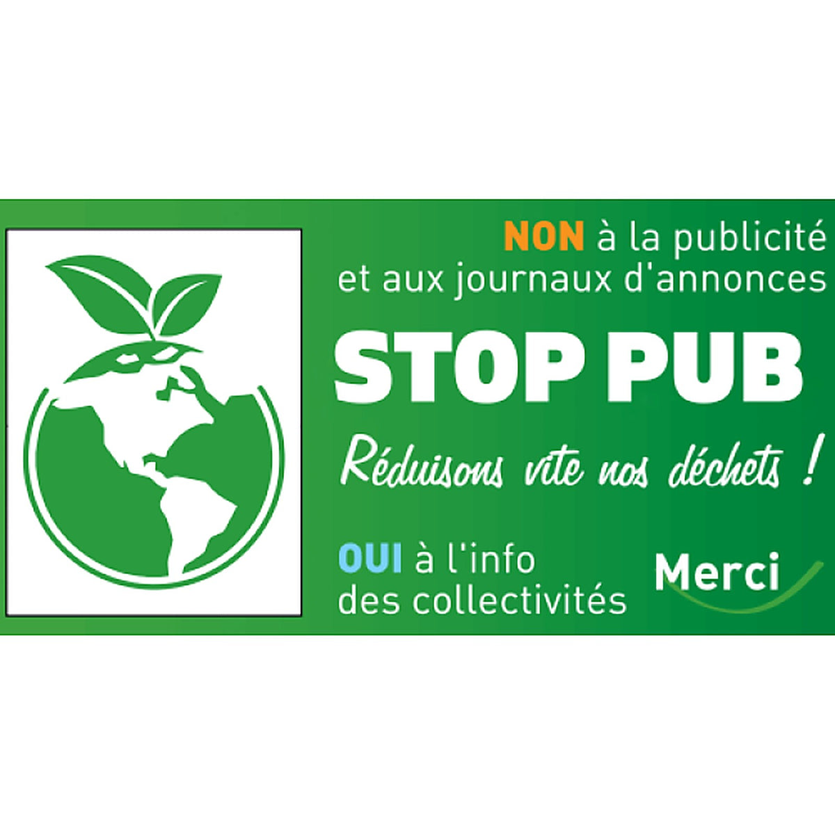 Sticker Stop Pub Écologique - Signalisation Refus Publicité