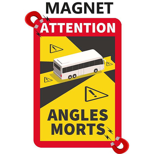 Lot de 33 Angles Morts Magnétique spécial pour les Bus - Autocollants Stickers Véhicule Attention Fabriqué en France