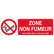 Panneau PVC Diamètre 24x8cm Zone non fumeur rectangle épaisseur 3mm