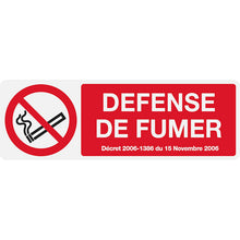 Panneau PVC Diamètre 24x8cm Défense de Fumer rectangle épaisseur 3mm