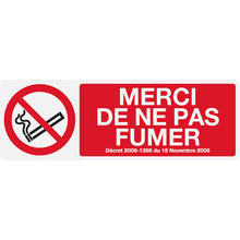 Panneau PVC Diamètre 18x6cm Merci de ne pas Fumer rectangle épaisseur 3mm