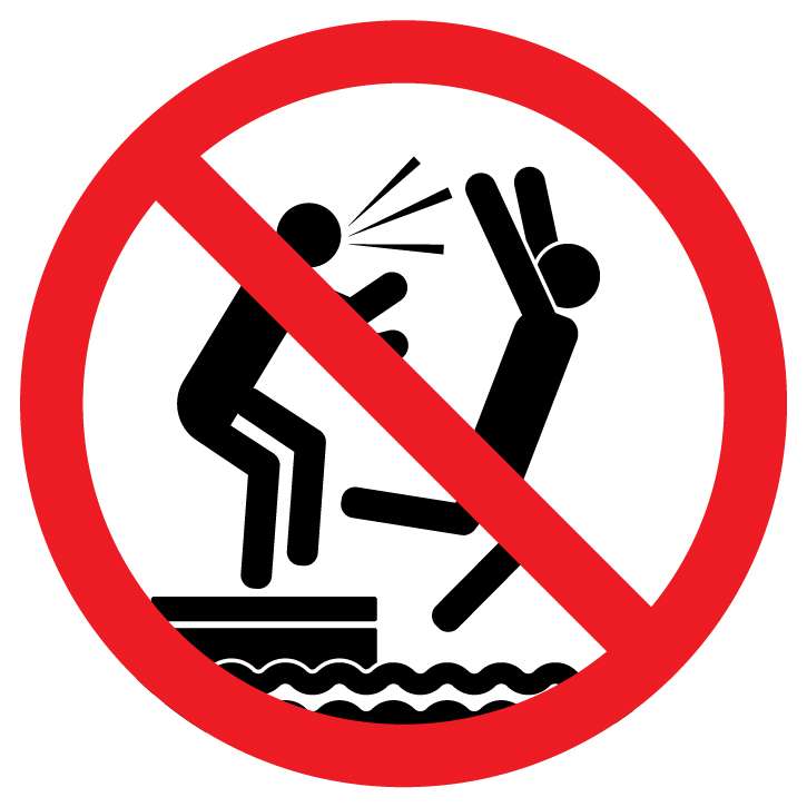 Autocollant Stickers Diamètre 25x25Cm interdit de pousser piscine
