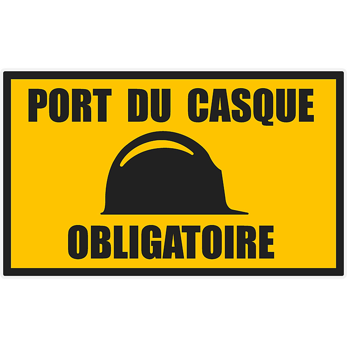 Panneau PVC 3mm 15x20cm Port du Casque Obligatoire jaune