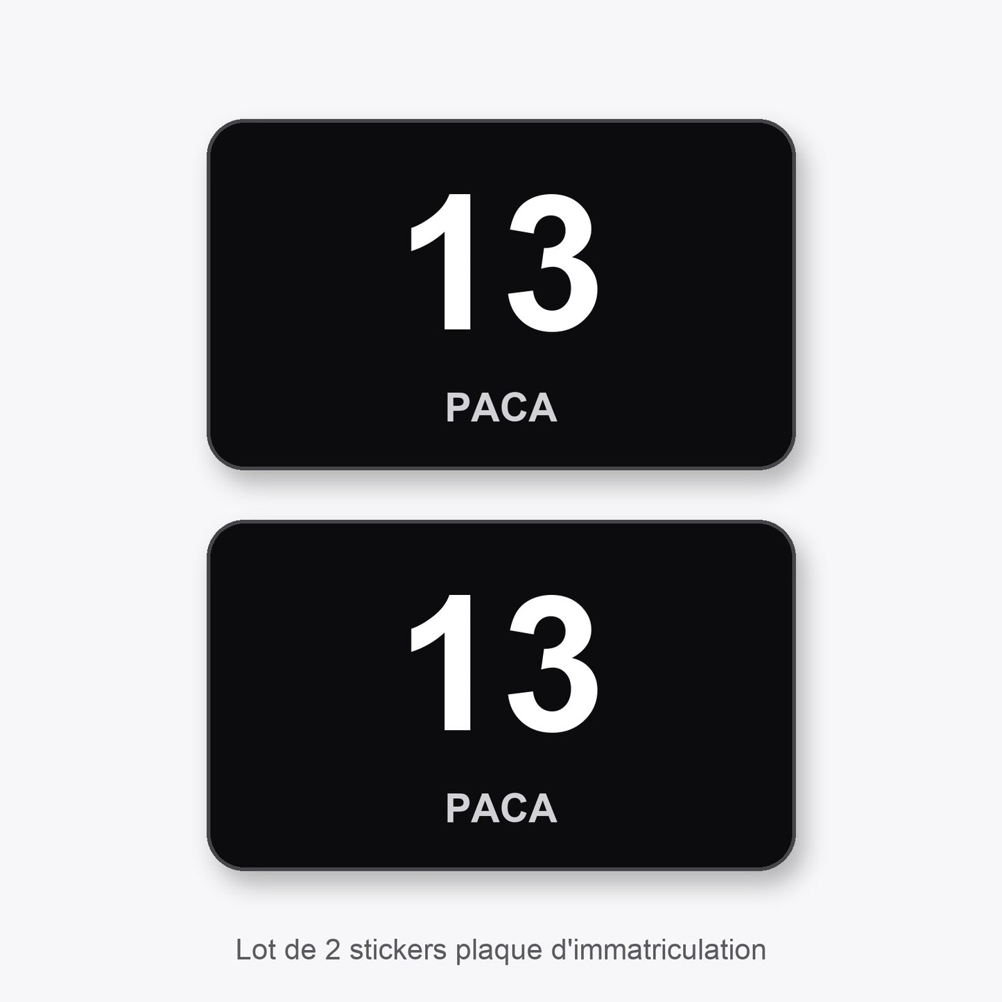 2 Stickers Autocollants Plaques Immatriculation Auto Dept 13 Paca Noir Angles Arrondis