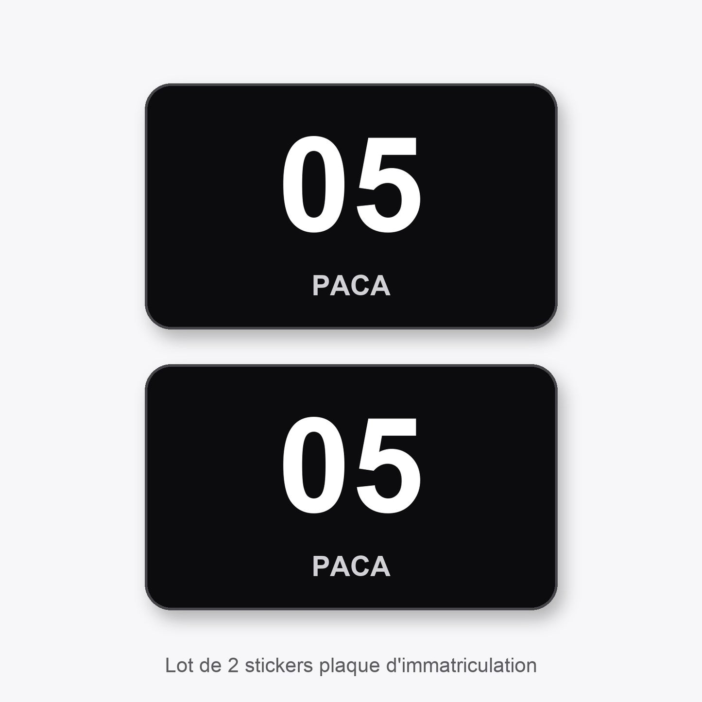2 Stickers Autocollants Plaques Immatriculation Auto Dept 05 Paca Noir Angles Arrondis