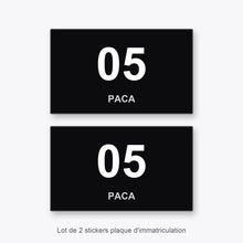 2 Stickers Autocollants Plaques Immatriculation Auto Dept 05 Paca Noir Angles Carrés