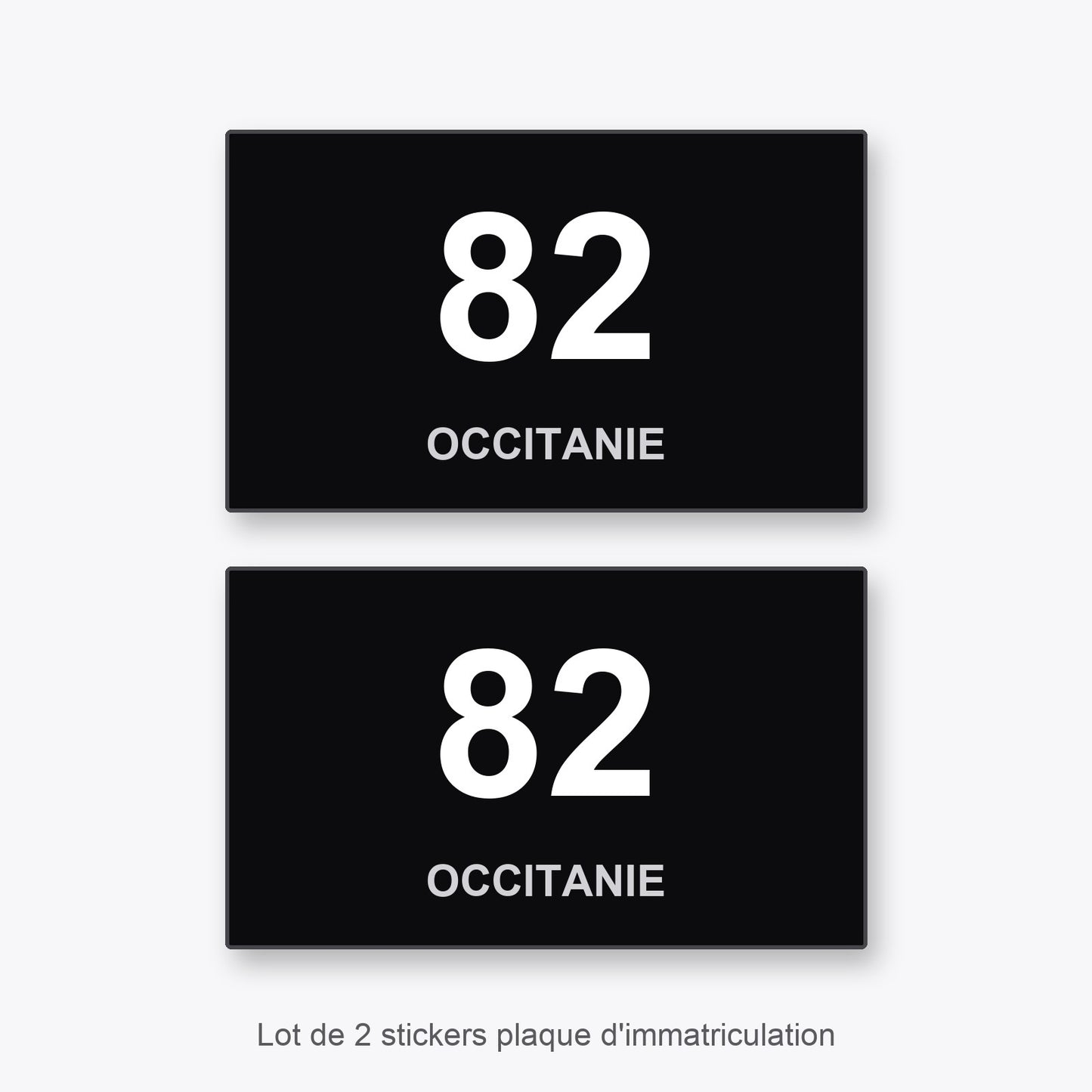 2 Stickers Autocollants Plaques Immatriculation Auto Dept 82 Occitanie Noir Angles Carrés