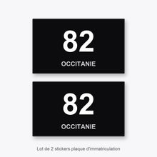 2 Stickers Autocollants Plaques Immatriculation Auto Dept 82 Occitanie Noir Angles Carrés