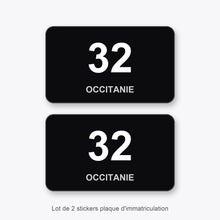 2 Stickers Autocollants Plaques Immatriculation Auto Dept 32 Occitanie Noir Angles Arrondis