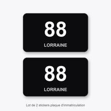 2 Stickers Autocollants Plaques Immatriculation Auto Dept 88 Lorraine Noir Angles Arrondis
