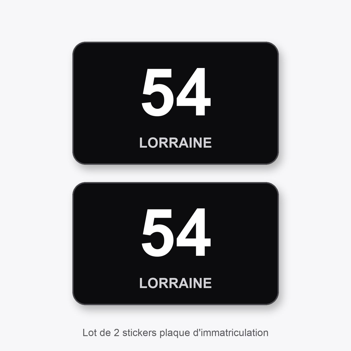 2 Stickers Autocollants Plaques Immatriculation Auto Dept 54 Lorraine Noir Angles Arrondis