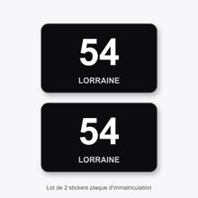 2 Stickers Autocollants Plaques Immatriculation Auto Dept 54 Lorraine Noir Angles Arrondis