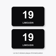 2 Stickers Autocollants Plaques Immatriculation Auto Dept 19 Limousin Noir Angles Arrondis