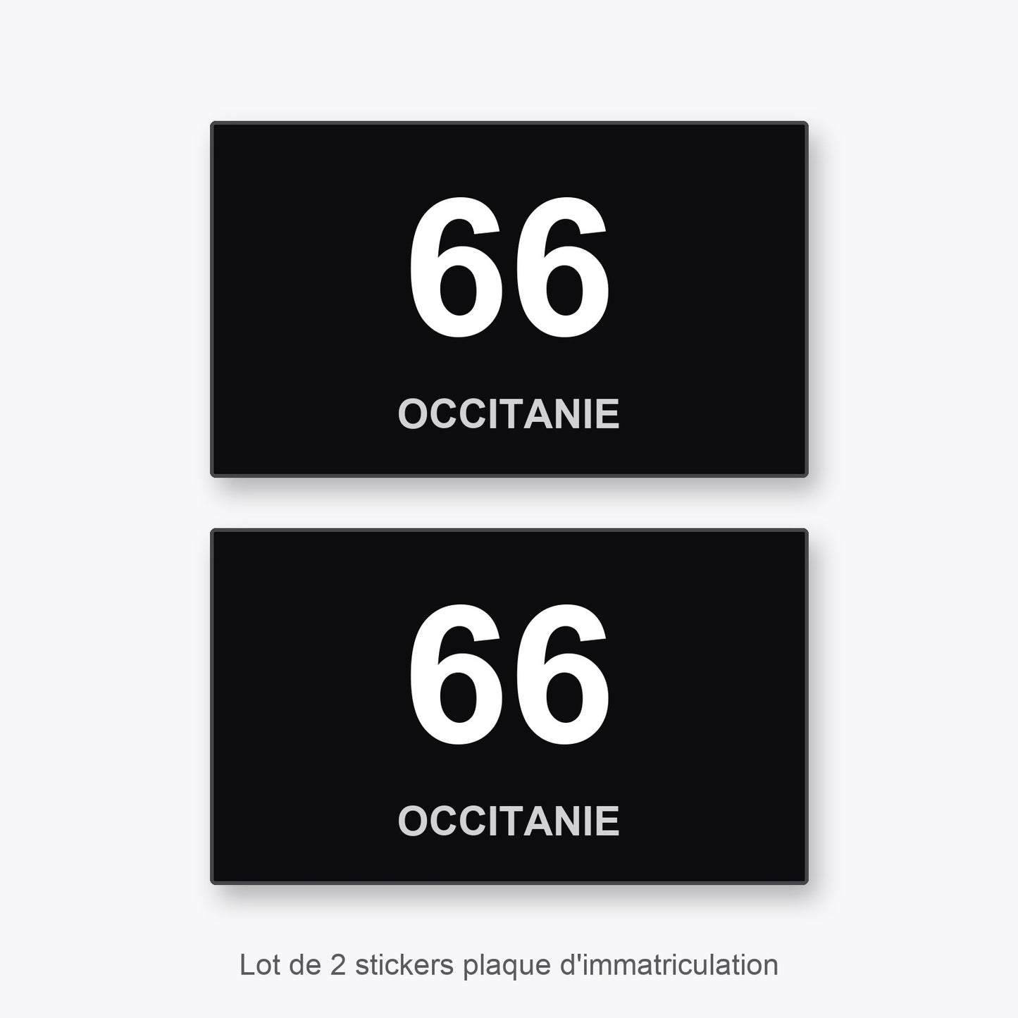 2 Stickers Autocollants Plaques Immatriculation Auto Dept 66 Occitanie Noir Angles Carrés