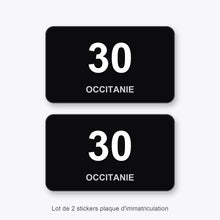 2 Stickers Autocollants Plaques Immatriculation Auto Dept 30 Occitanie Noir Angles Arrondis