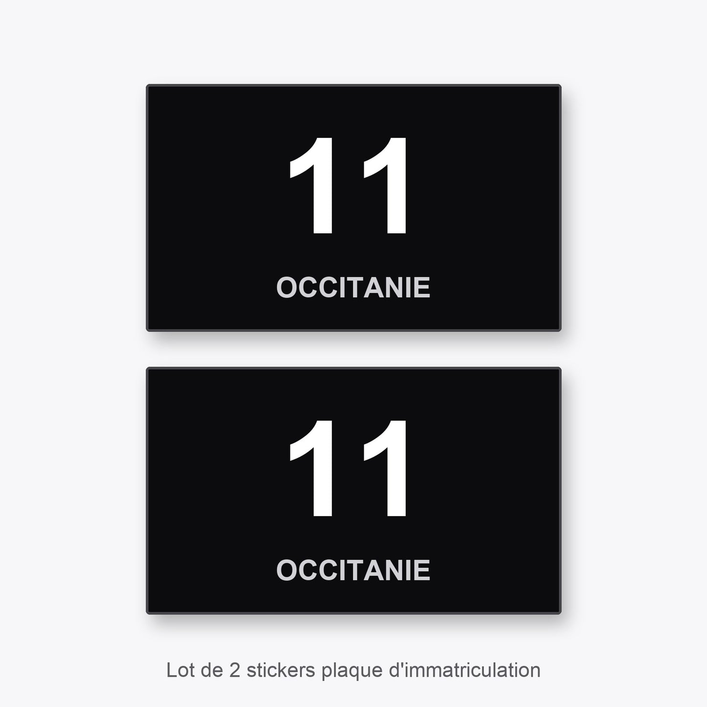 2 Stickers Autocollants Plaques Immatriculation Auto Dept 11 Occitanie Noir Angles Carrés
