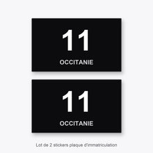 2 Stickers Autocollants Plaques Immatriculation Auto Dept 11 Occitanie Noir Angles Carrés