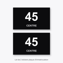 2 Stickers Autocollants Plaques Immatriculation Auto Dept 45 Centre Noir Angles Carrés
