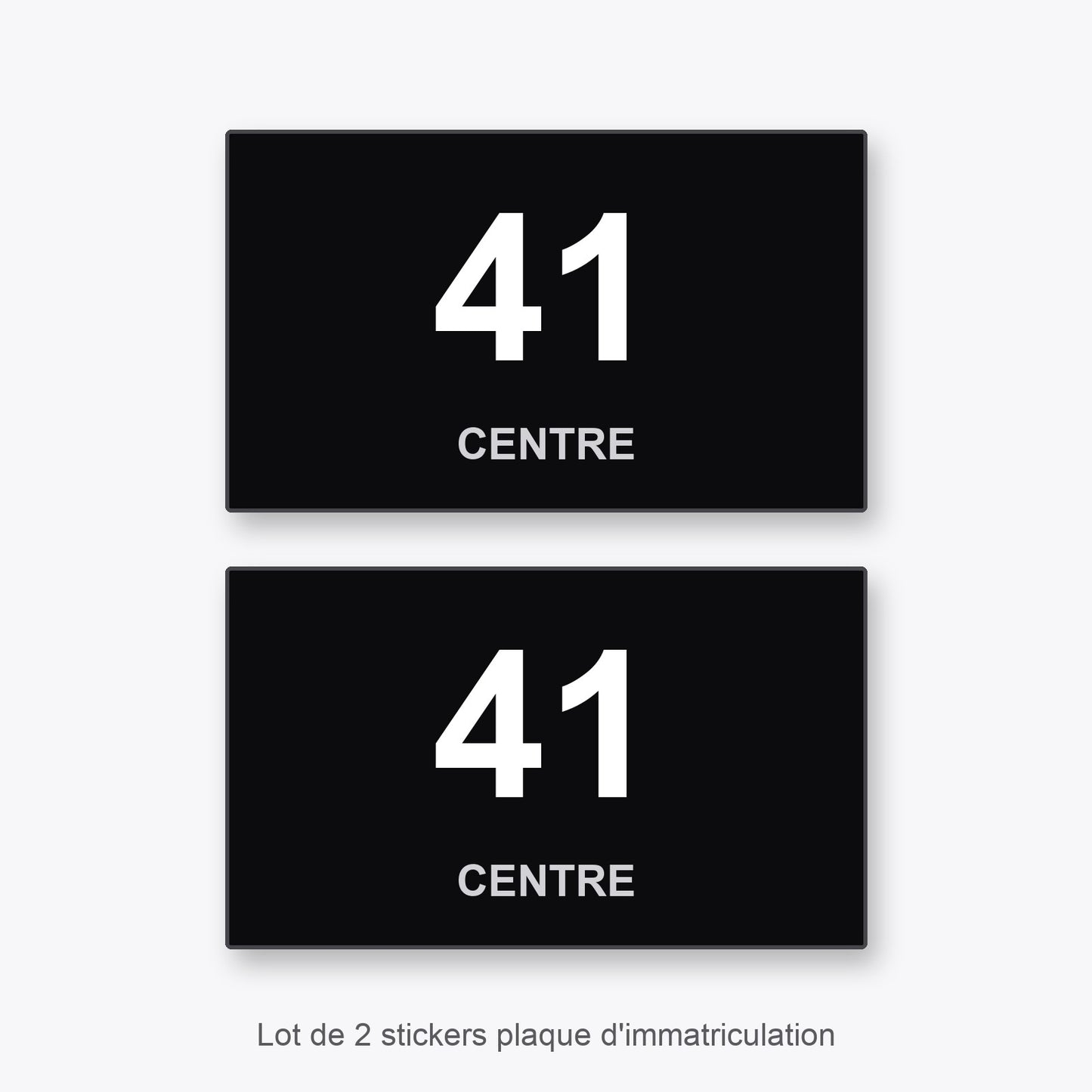 2 Stickers Autocollants Plaques Immatriculation Auto Dept 41 Centre Noir Angles Carrés