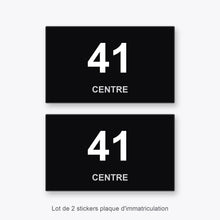 2 Stickers Autocollants Plaques Immatriculation Auto Dept 41 Centre Noir Angles Carrés