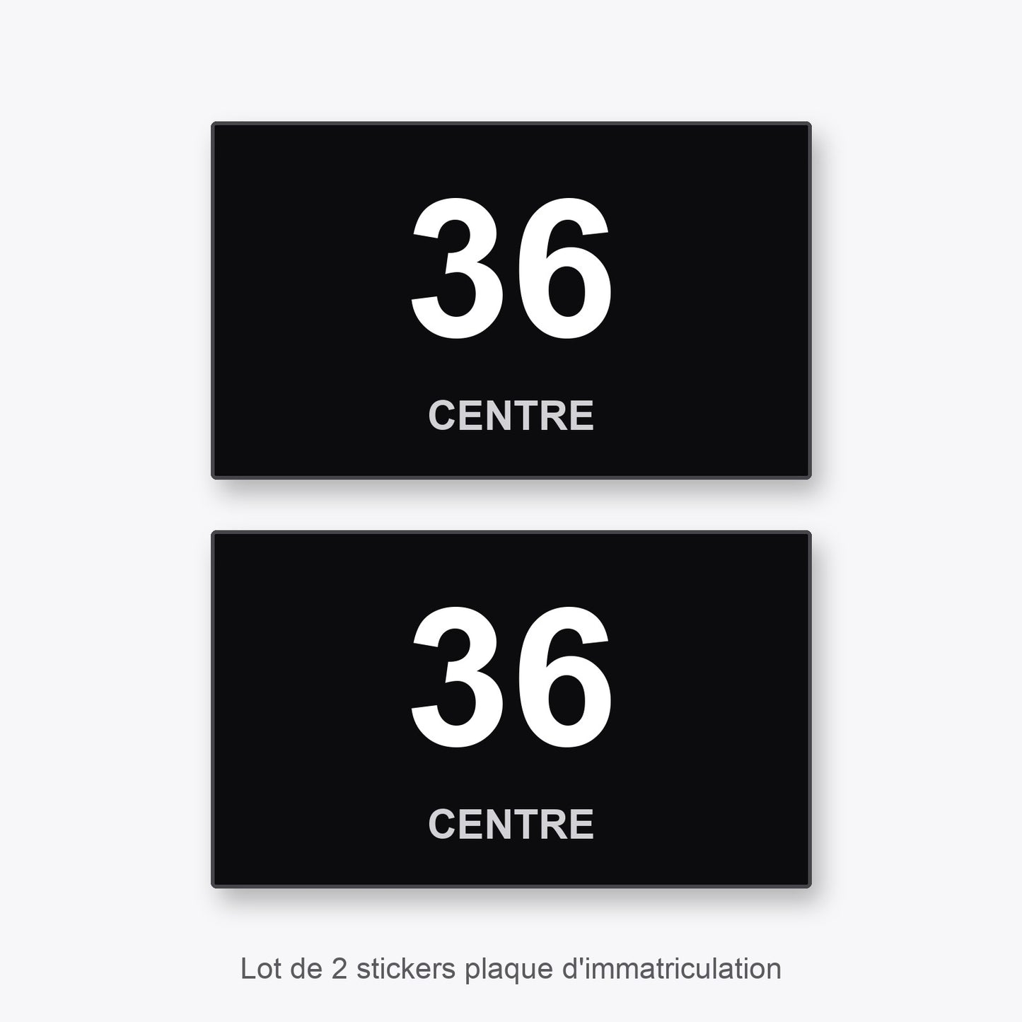 2 Stickers Autocollants Plaques Immatriculation Auto Dept 36 Centre Noir Angles Carrés