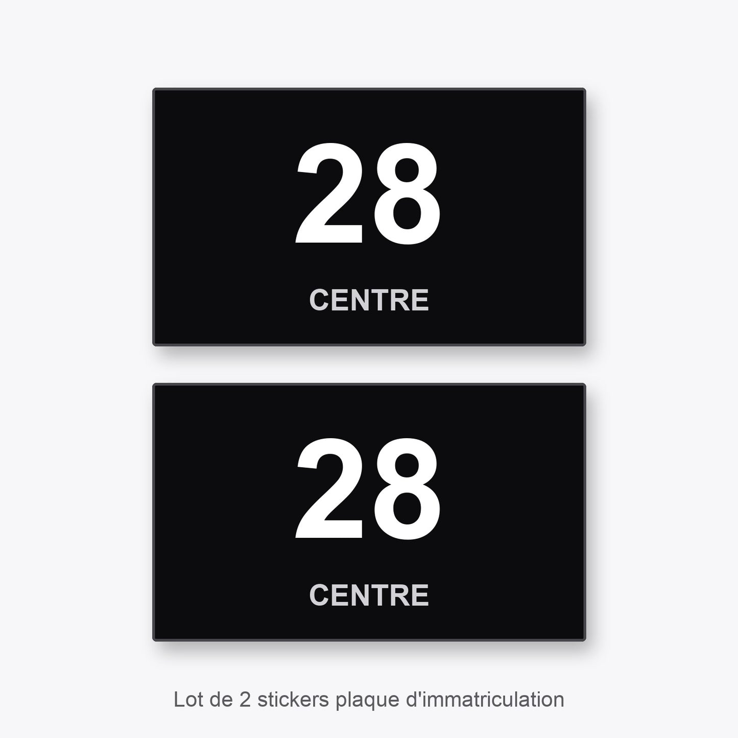 2 Stickers Autocollants Plaques Immatriculation Auto Dept 28 Centre Noir Angles Carrés