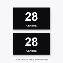 2 Stickers Autocollants Plaques Immatriculation Auto Dept 28 Centre Noir Angles Carrés