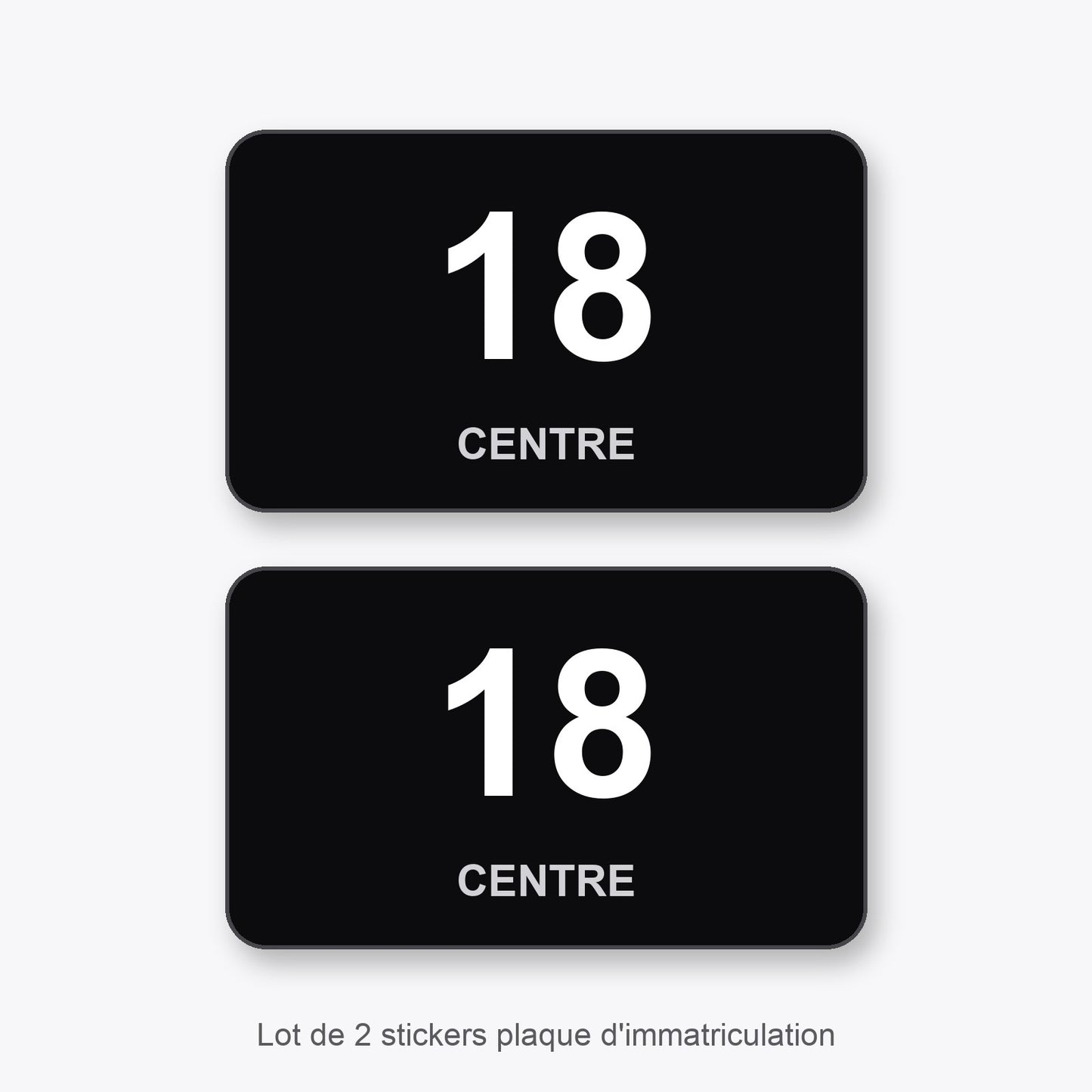 2 Stickers Autocollants Plaques Immatriculation Auto Dept 18 Centre Noir Angles Arrondis