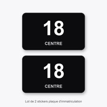 2 Stickers Autocollants Plaques Immatriculation Auto Dept 18 Centre Noir Angles Arrondis