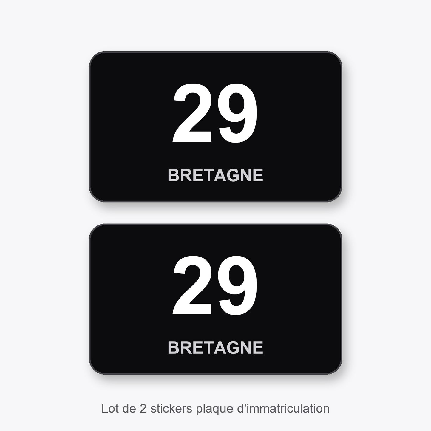 2 Stickers Autocollants Plaques Immatriculation Auto Dept 29 Bretagne Noir Angles Arrondis