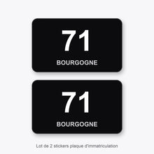 2 Stickers Autocollants Plaques Immatriculation Auto Dept 71 Bourgogne Noir Angles Arrondis